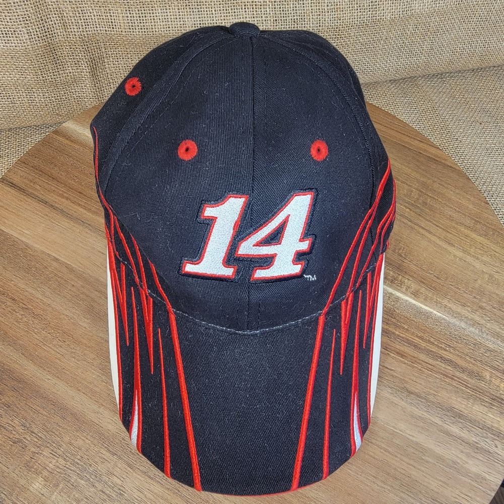 Vintage Nascar Winners Circle Hat Tony Stewart 14 Black Red Flames Strapback Cap - Picture 5 of 8